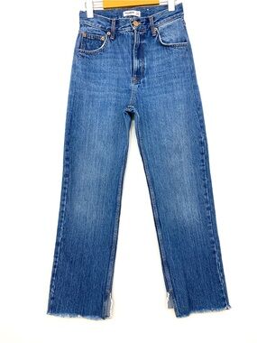 Pull & Bear High Waisted Straight Leg Jeans Medium Wash Slight Flare US 6